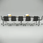 Ear Meeting Table with Middle Leg (New Oak)